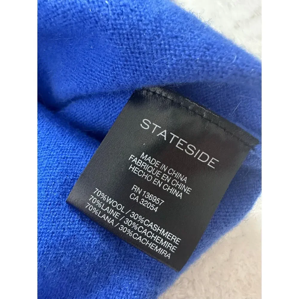 Stateside Johnny Collar Sweater in Club Blue Size XS Cashmere Wool Blend EUC